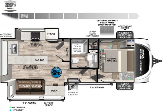 Floor Plan for Vibe Travel Trailer